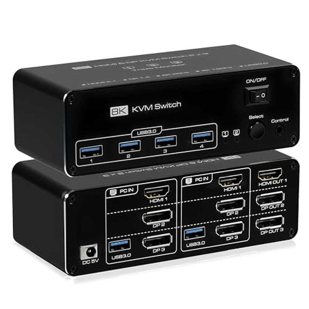 KVM Switch: 8K@60Hz HDMI KVM Switch with 4K@120Hz – Front View