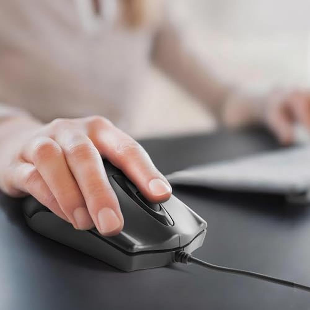 Ergonomic Office Mouse: ONE-UP Wired 3-Button Optical Mouse – Close-up Detail