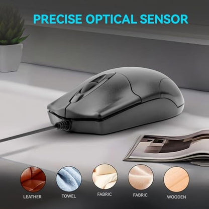 Ergonomic Office Mouse: ONE-UP Wired 3-Button Optical Mouse – In Use