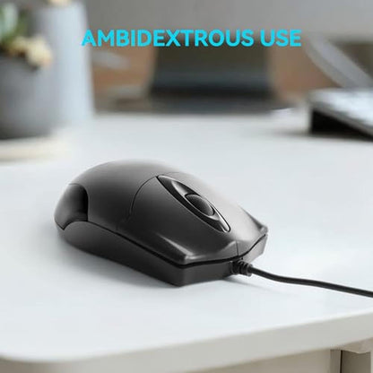 Ergonomic Office Mouse: ONE-UP Wired 3-Button Optical Mouse – Packaging