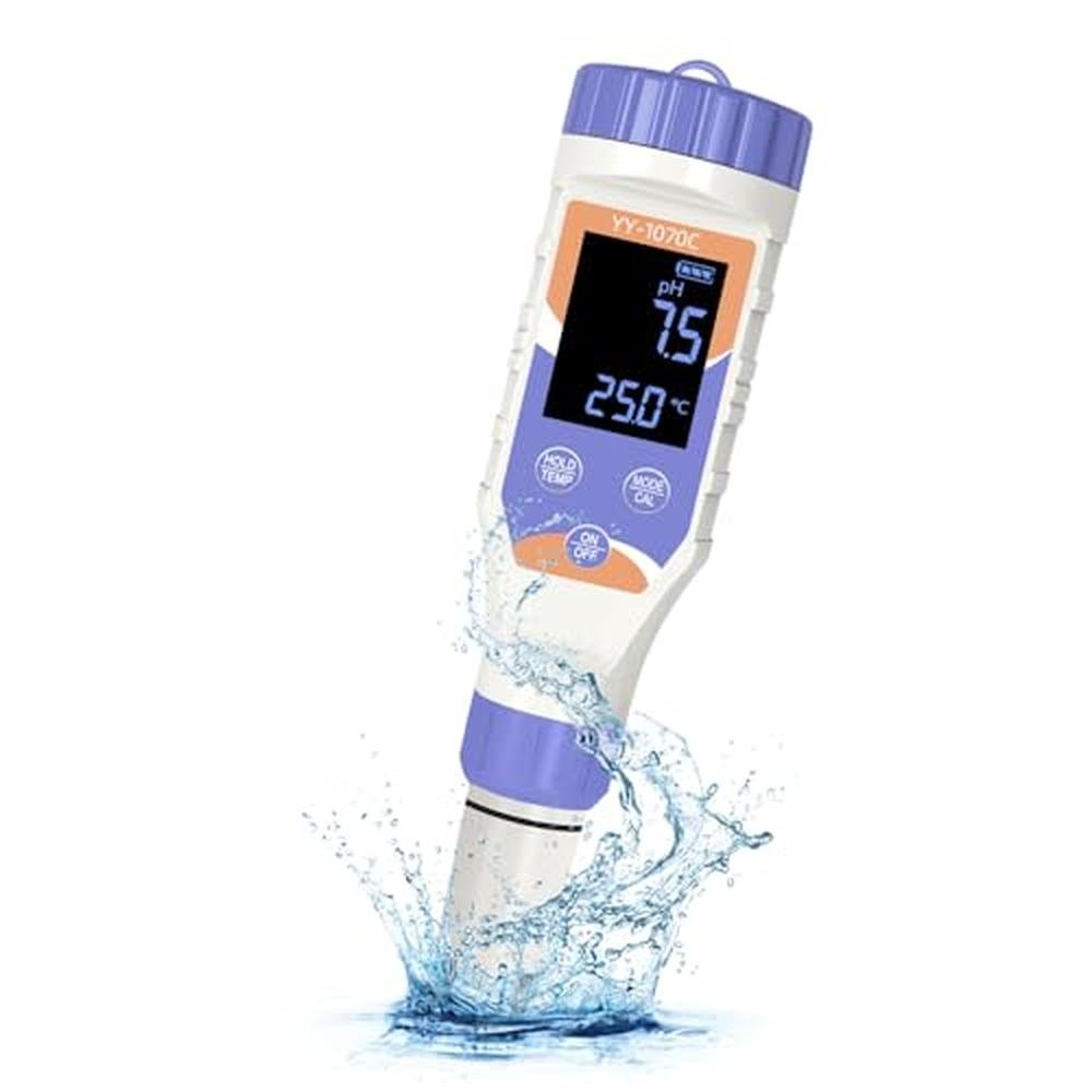 7-in-1 Digital Pool Water Tester for Saltwater Pools & Hot – Front View