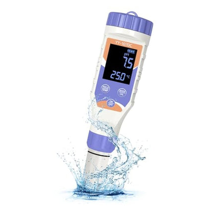 7-in-1 Digital Pool Water Tester for Saltwater Pools & Hot – Front View