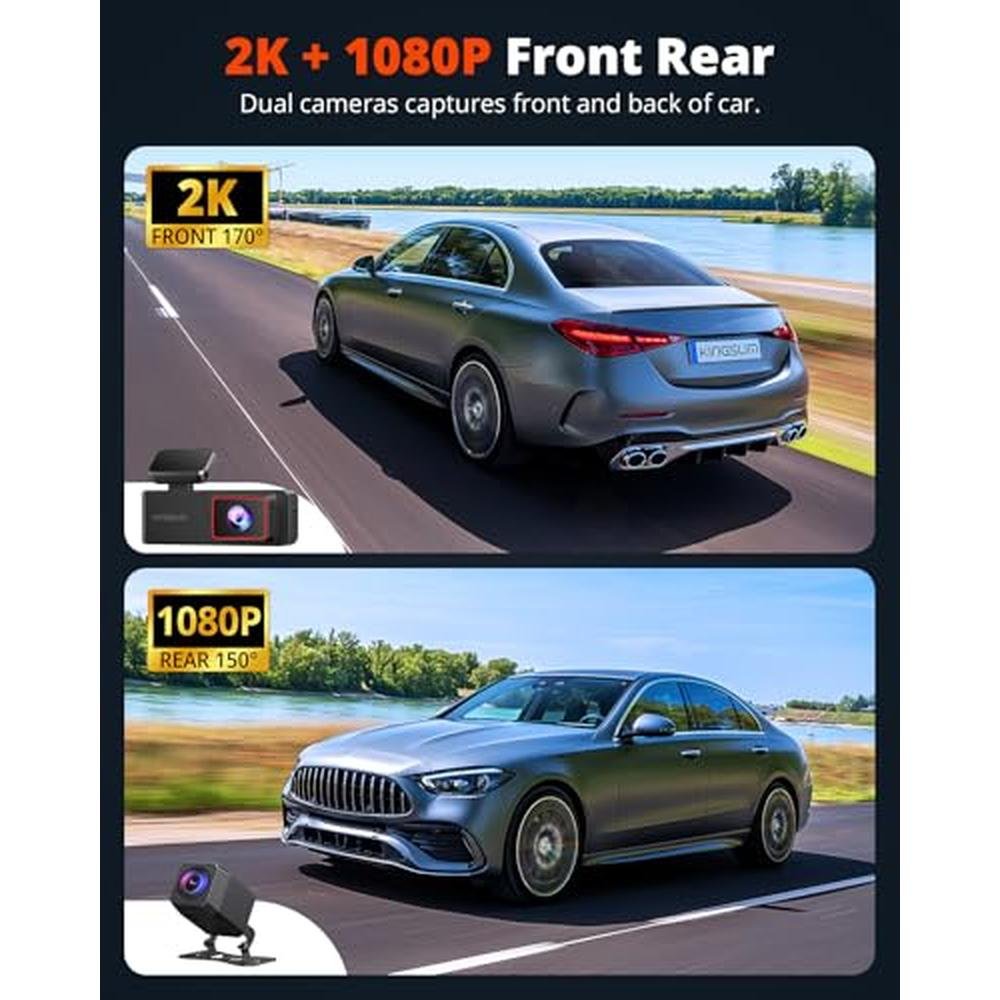 Dash Front Camera: Wireless Dash Cam Front and Rear 2K WiFi – Close-up Detail