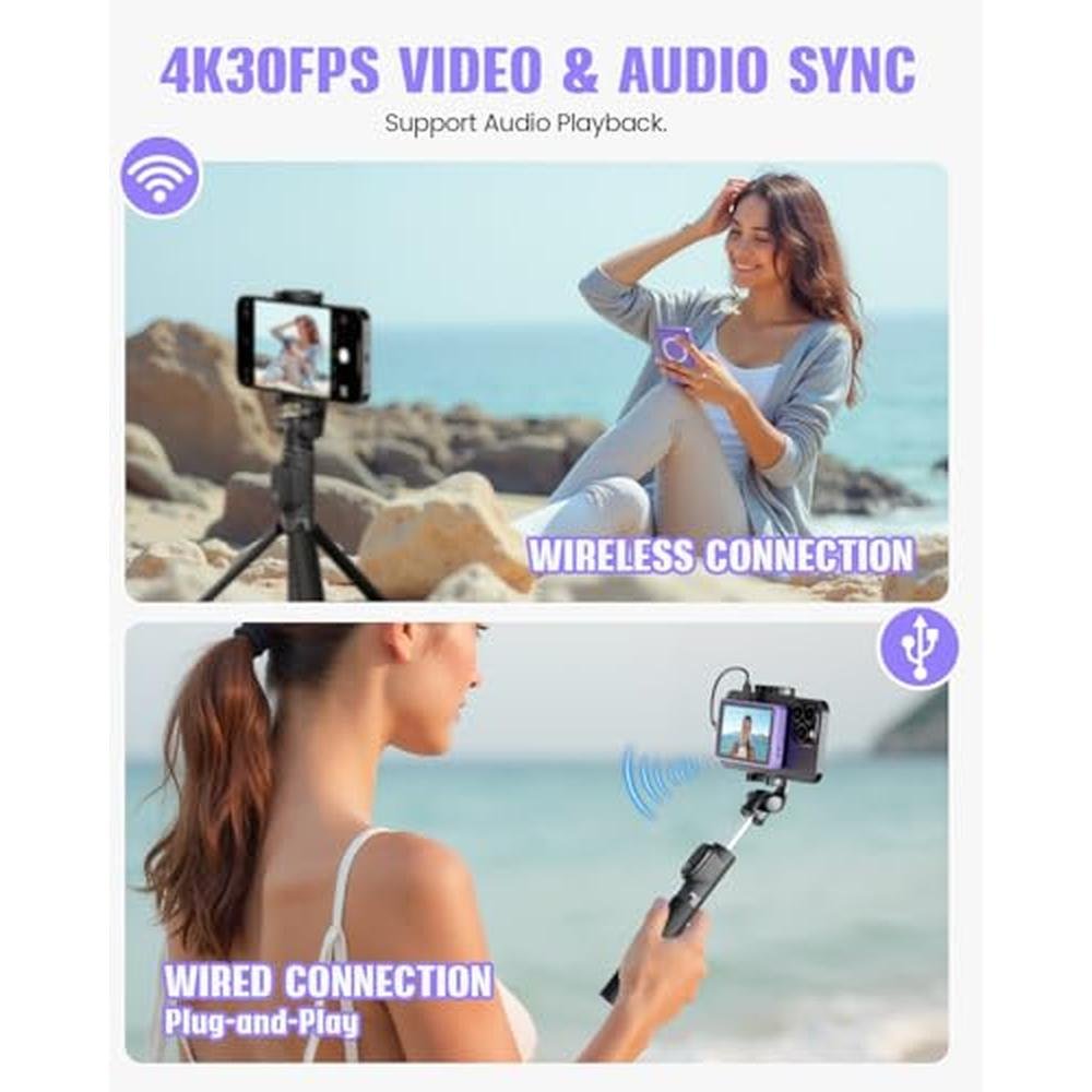 Wireless 4K 60fps/1080p Vlog Selfie Monitor Screen – Side View