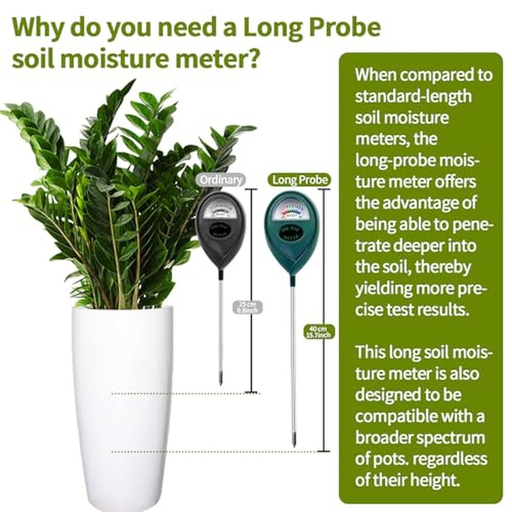 Premium Soil Moisture Meters: 2 x Long Probe for Deep Soil – In Use