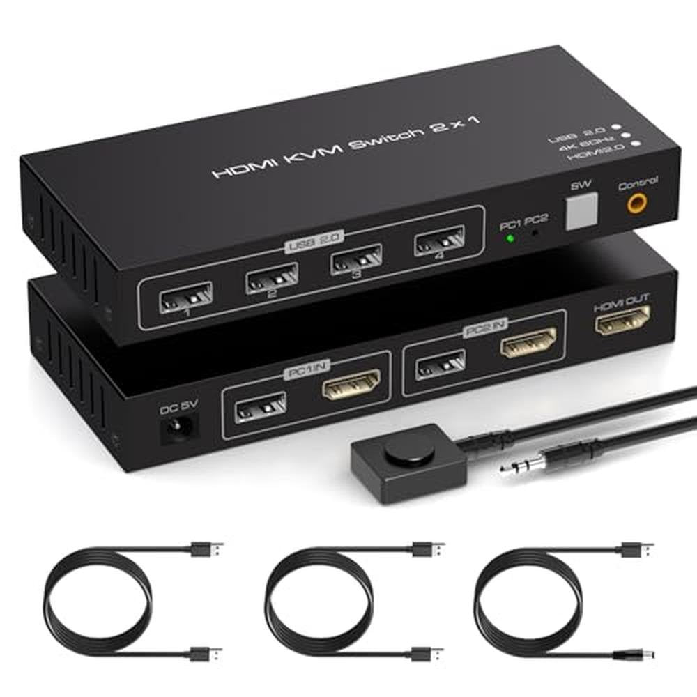 KVM Computers: Lohoflom KVM Switch 1 Monitor 2 Computers – Front View