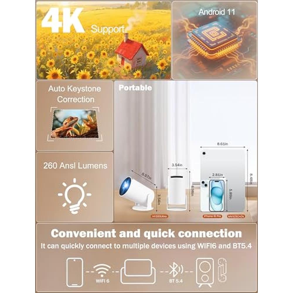 Projector WellSonic: WellSonic Mini Projector 4K 200 ANSI – In Use