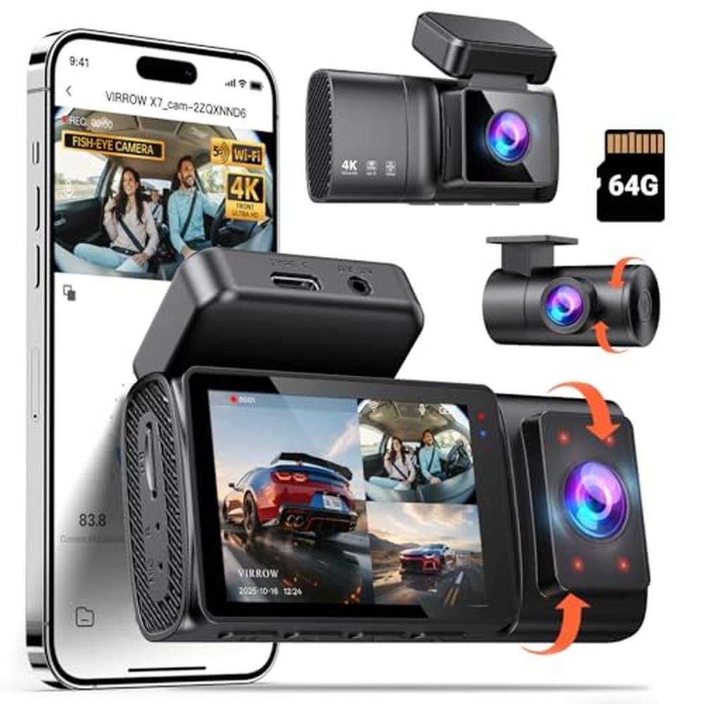 Dash Camera: 3-Channel 4K Dash Cam with 5GHz WiFi – Front View