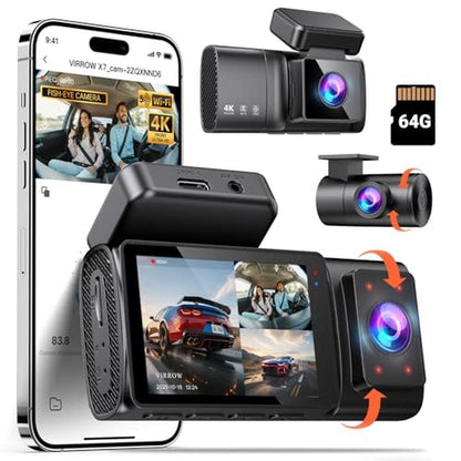 Dash Camera: 3-Channel 4K Dash Cam with 5GHz WiFi – Front View
