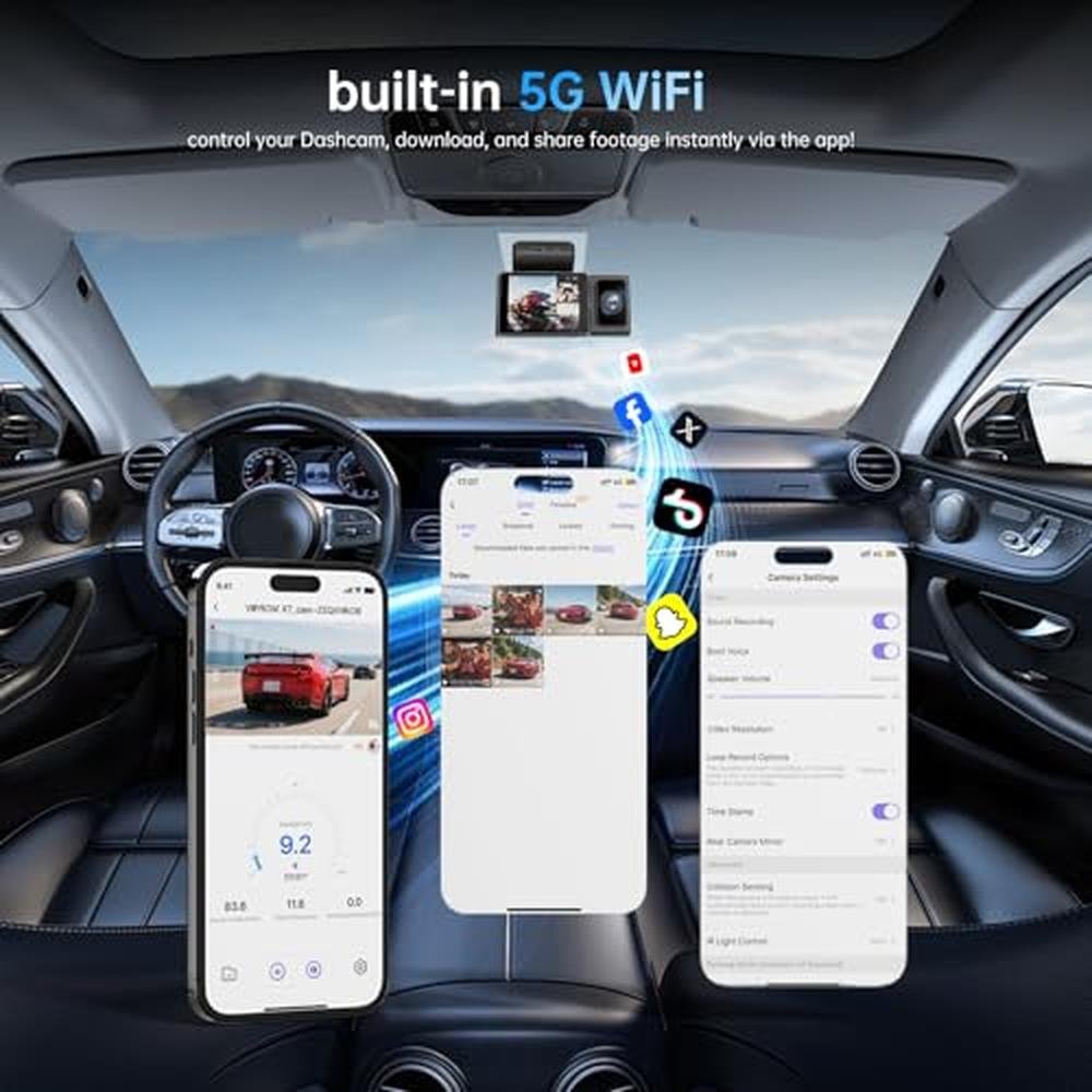 Dash Camera: 3-Channel 4K Dash Cam with 5GHz WiFi – In Use