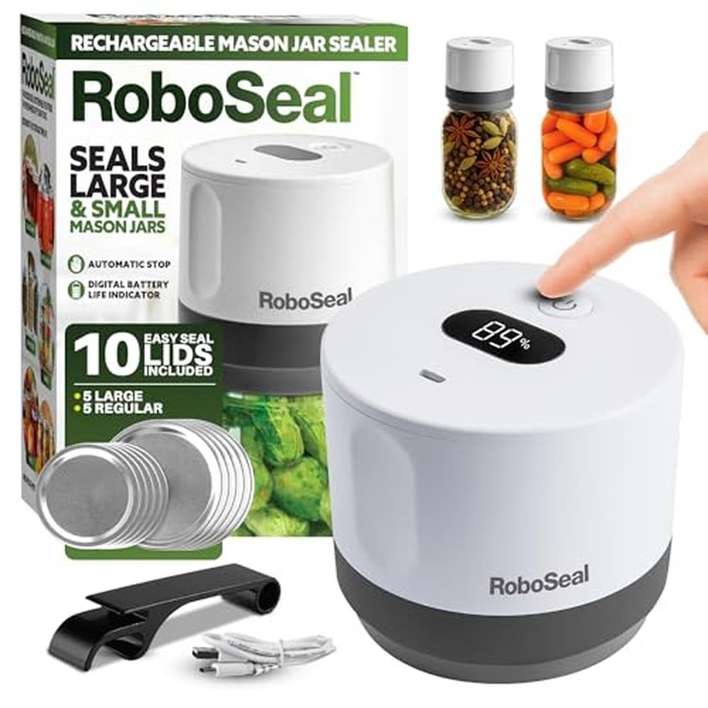 Mason Jar Vacuum Sealer: RoboSeal Rechargeable Wide Regular – Front View