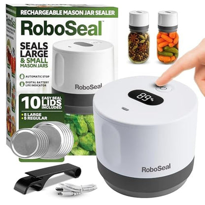 Mason Jar Vacuum Sealer: RoboSeal Rechargeable Wide Regular – Front View