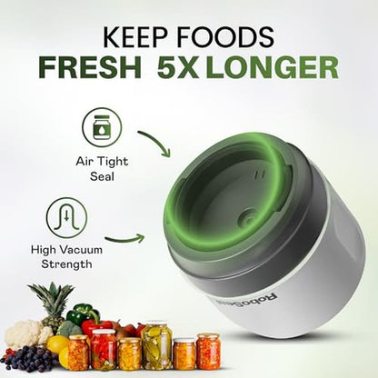 Mason Jar Vacuum Sealer: RoboSeal Rechargeable Wide Regular – Side View