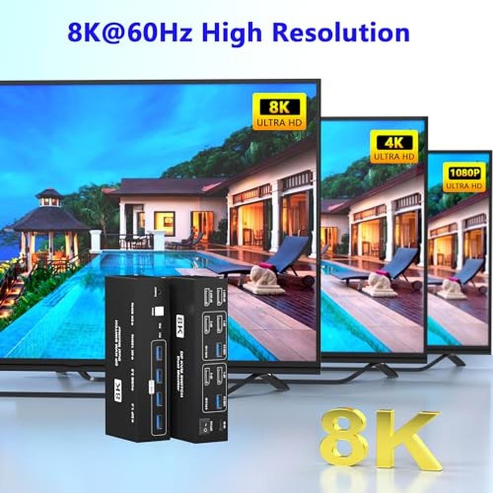 Switch Computers: 8K@60Hz Displayport KVM Switch 2 Monitors – In Use
