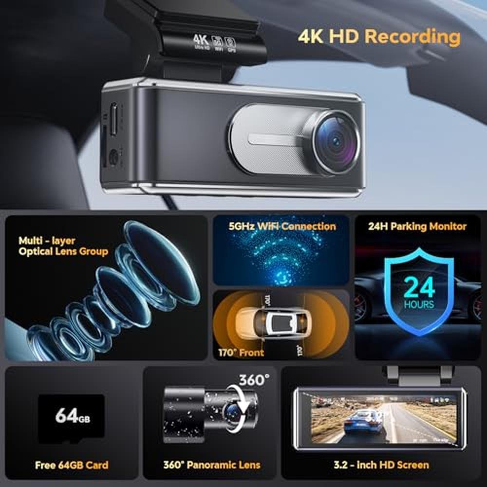 Dash Cam Front and Rear: Csyibeielec 4K HD Dual Dash Camera – Side View