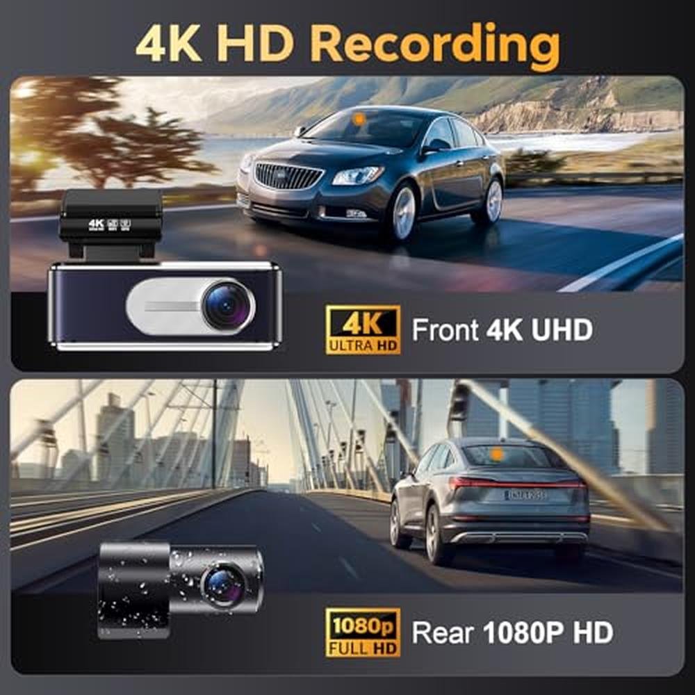Dash Cam Front and Rear: Csyibeielec 4K HD Dual Dash Camera – In Use