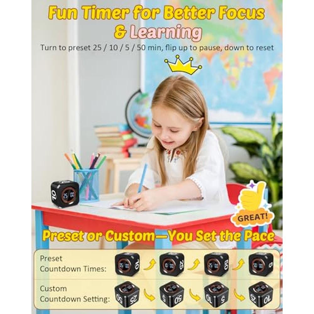 Visual Productivity Timer Cube – Side View