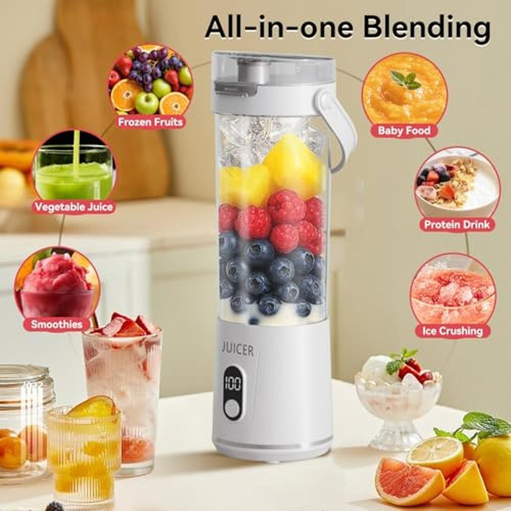 Portable Blender: Premium 600ML Mini Electric USB Juicer – Side View