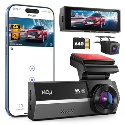 Dash Cams for Cars: NQJ 4K+2K Dual Dash Camera – Front View