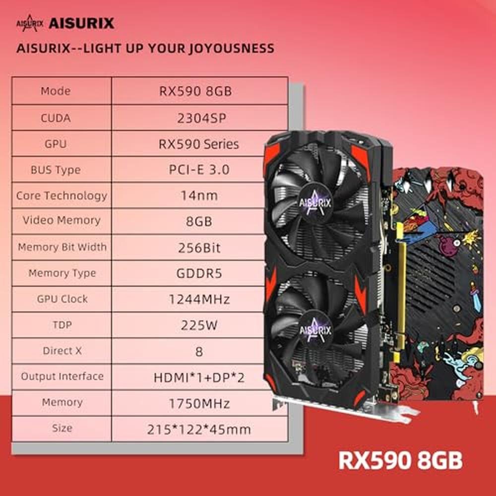 Graphics Gaming: AISURIX RX 590 8GB GDDR5 256-bit – Side View