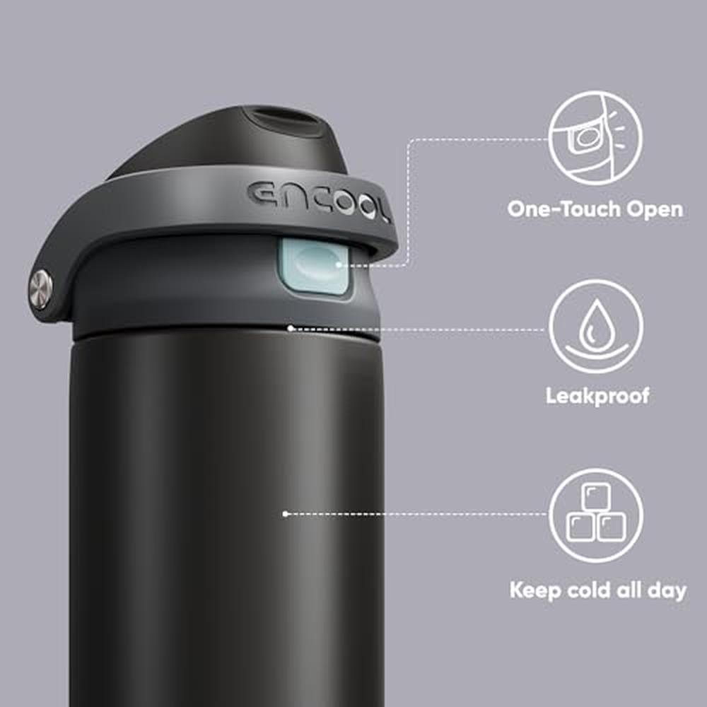 Water Bottle: Encool Insulated Stainless Steel 24oz Leak – Close-up Detail