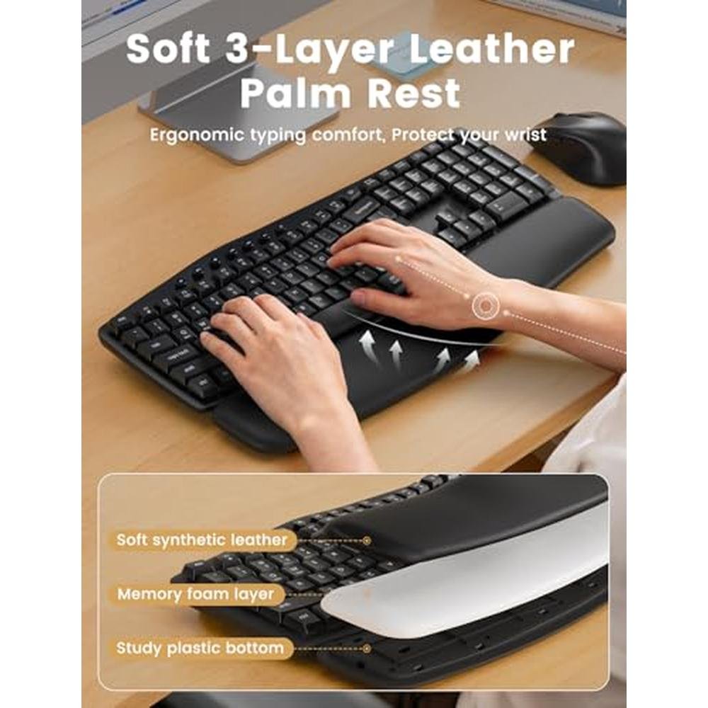 Quiet Keyboard: SABLUTE Ergonomic Wireless Keyboard and – Side View