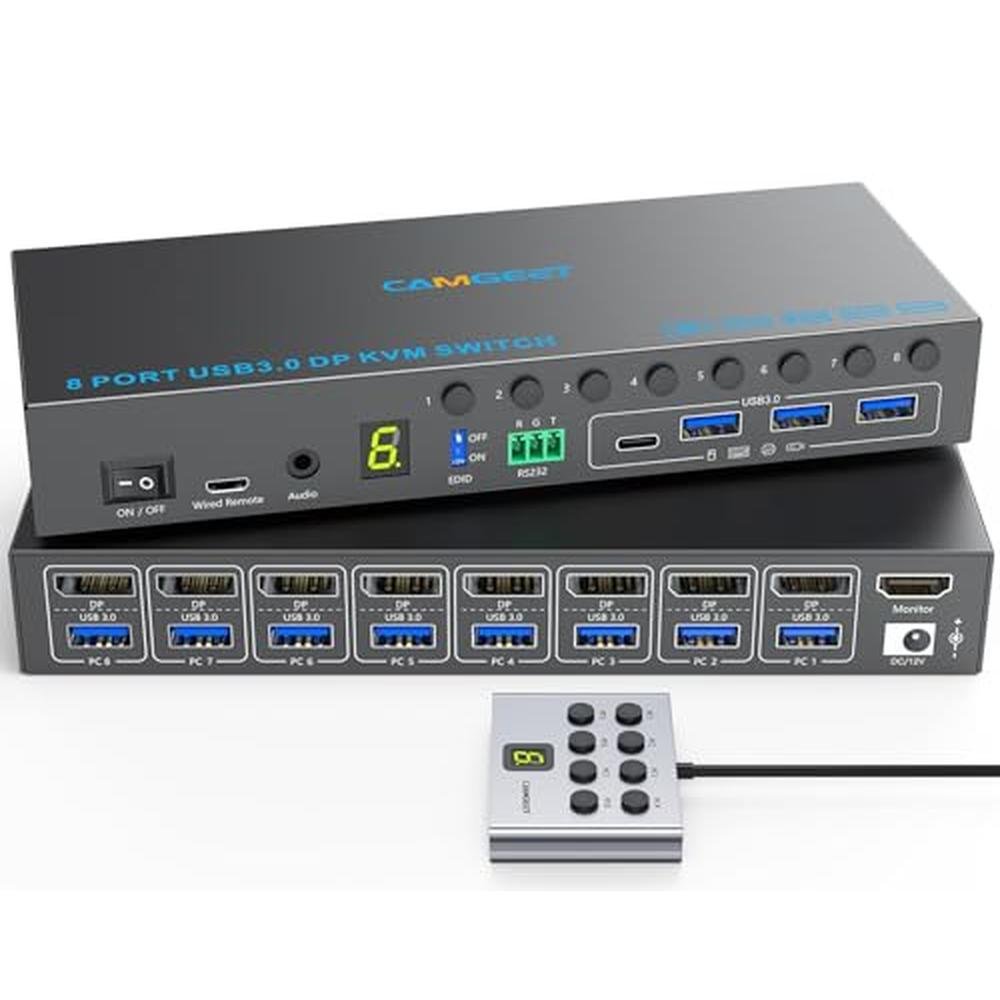 KVM Displayport Switch: 8 Port Displayport KVM Switch – Front View