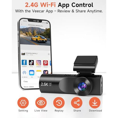 Dash Cam: TUIFAC 3 Channel Dash Camera Front and Rear 2.5K – Close-up Detail