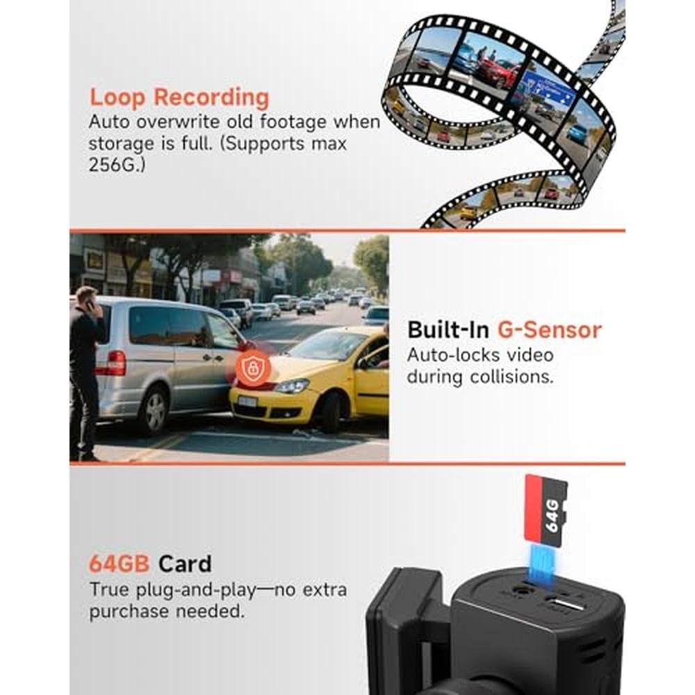 Dash Cam: TUIFAC 3 Channel Dash Camera Front and Rear 2.5K – In Use