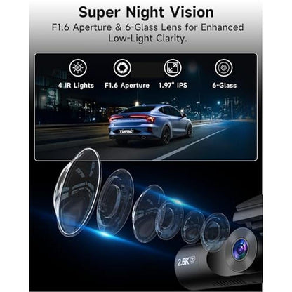 Dash Cam: TUIFAC 3 Channel Dash Camera Front and Rear 2.5K – Packaging