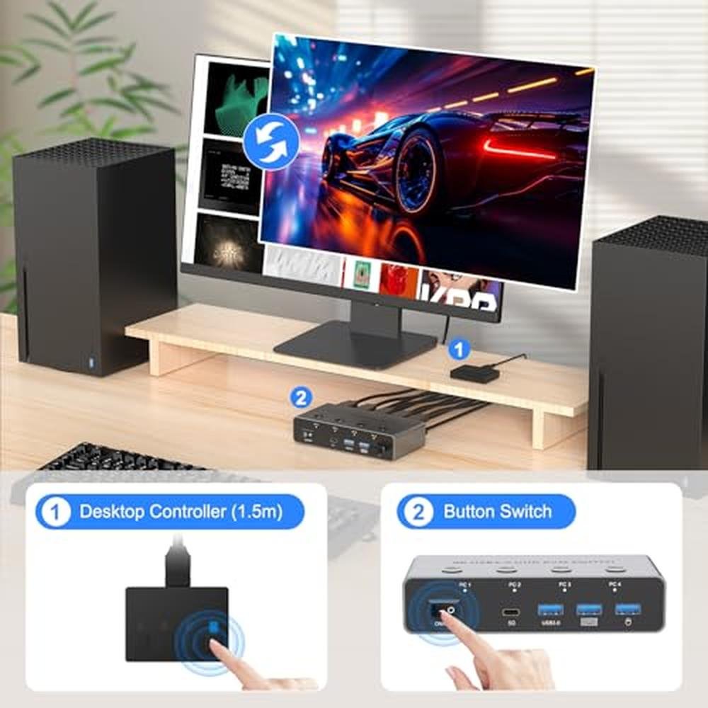 KVM Switch: 5G USB3.0 KVM Switch HDMI 8K 60Hz for 4 – In Use