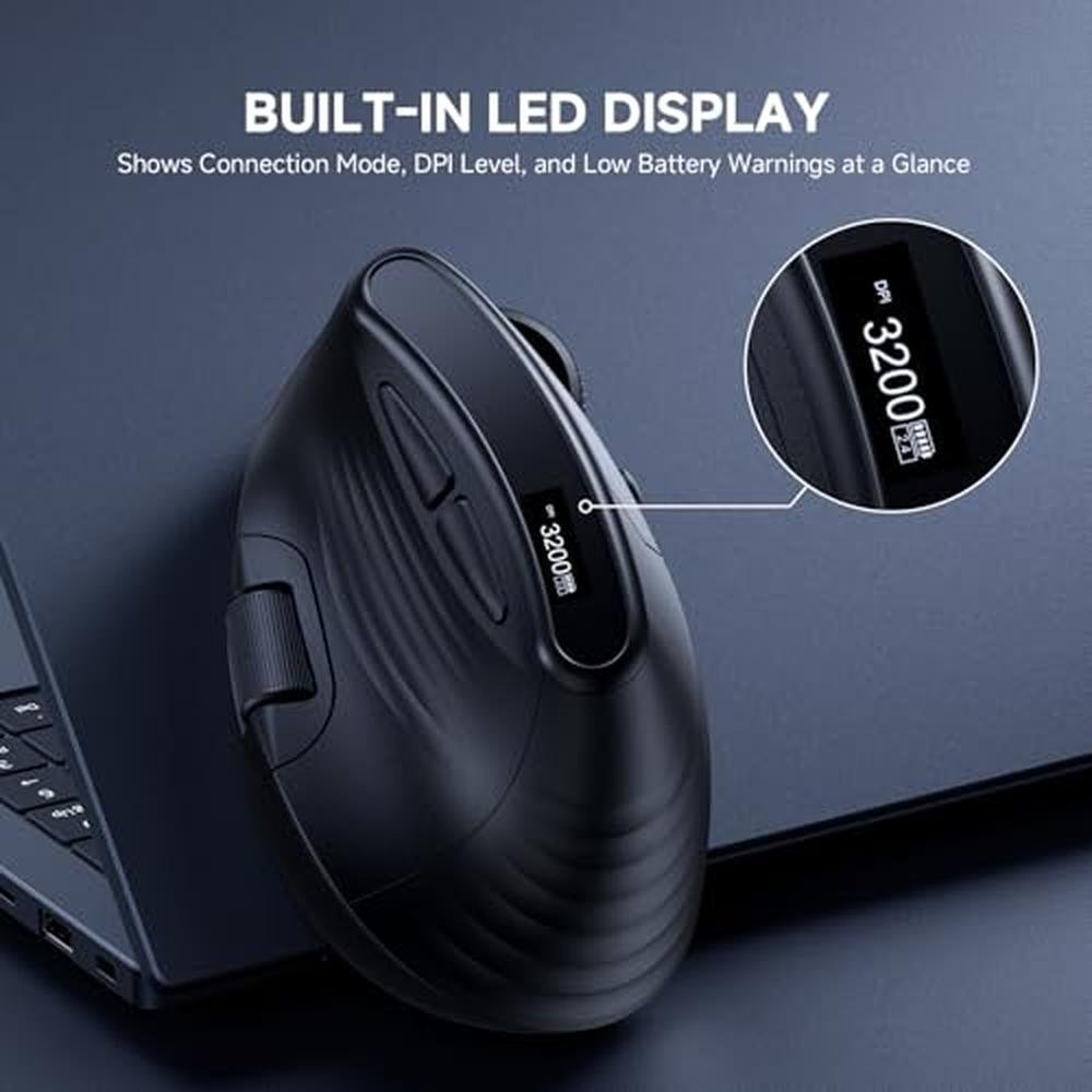 Premium Wireless Vertical Mouse – Side View
