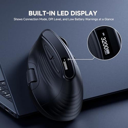 Premium Wireless Vertical Mouse – Side View