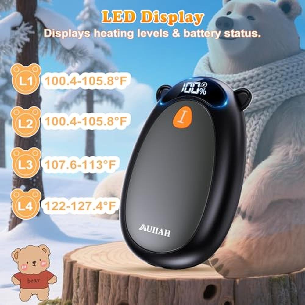 Hand Warmers: AUIIAH Rechargeable with LED Display Magnetic – Close-up Detail
