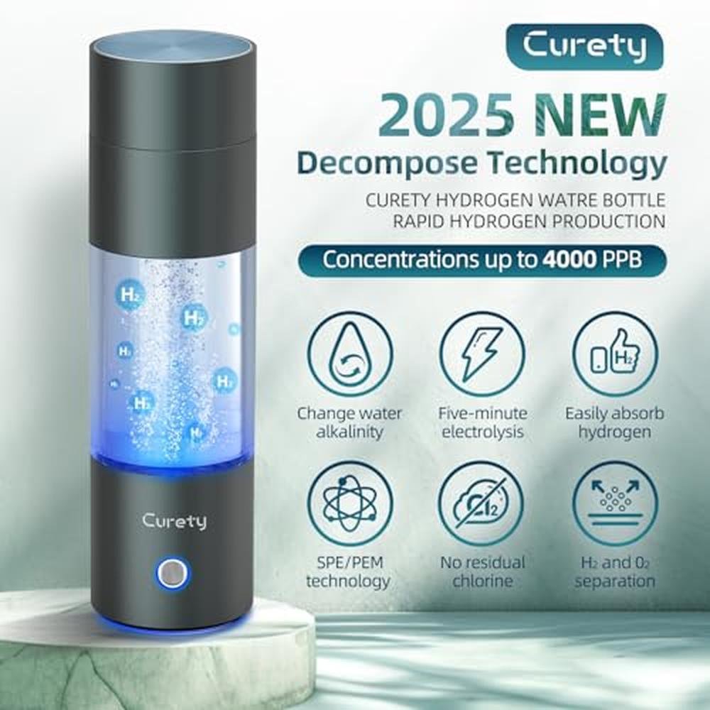 Hydrogen Water: Curety Hydrogen Water Bottle 4000PPB – Side View