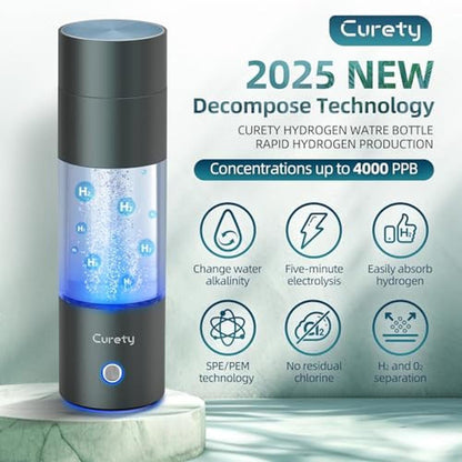 Hydrogen Water: Curety Hydrogen Water Bottle 4000PPB – Side View