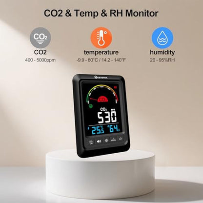 KETOTEK CO2 Monitor Indoor Air Quality Meters with CO2 Alarm – Side View