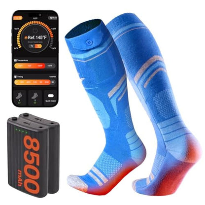 Premium Heated Ski Socks: SURGOAL Merino Wool 15H Runtime – Front View