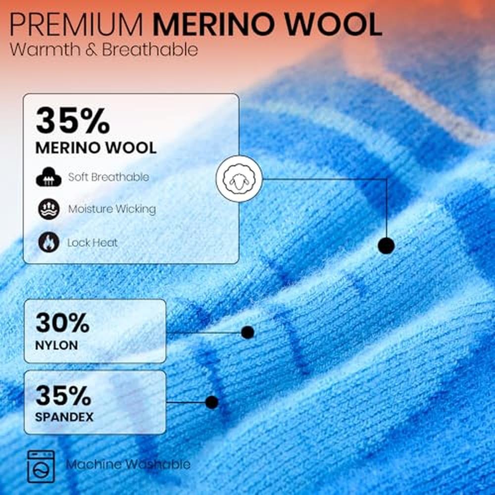 Premium Heated Ski Socks: SURGOAL Merino Wool 15H Runtime – Close-up Detail