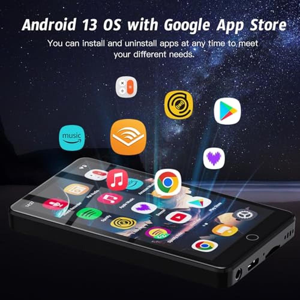 Android MP3 Player: 160GB Android 13 with Bluetooth and WiFi – Close-up Detail