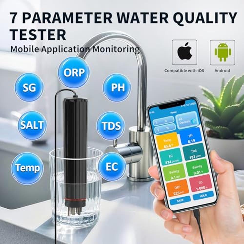 7-in-1 Smart Water Tester for Home – Side View