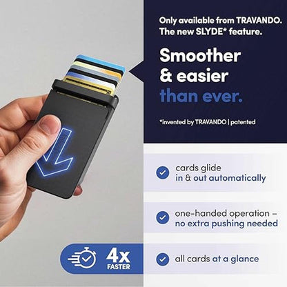 TRAVANDO SLYDE Aluminum Card Holder – Close-up Detail