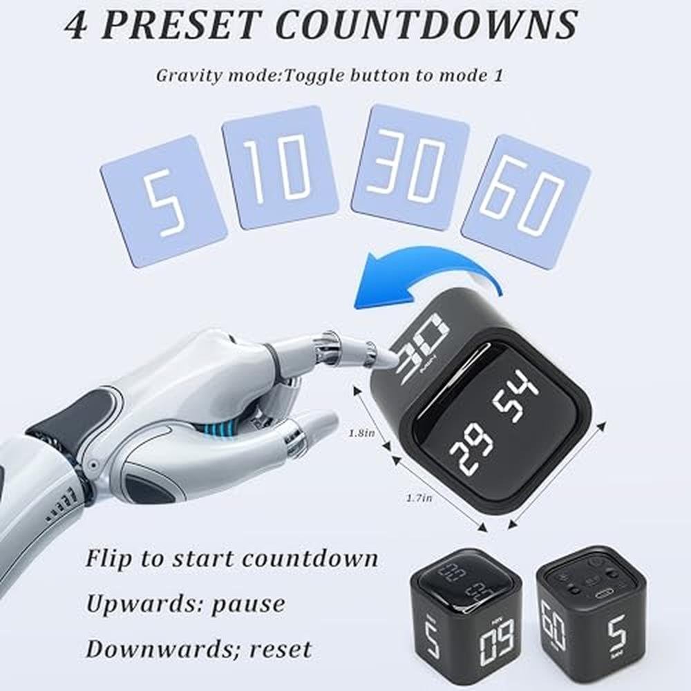 High-End 2Pcs Rotating Pomodoro Timer – Side View
