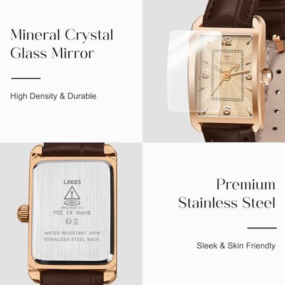 Elegant Timepieces: Timever Women's Leather Strap Watch – Close-up Detail