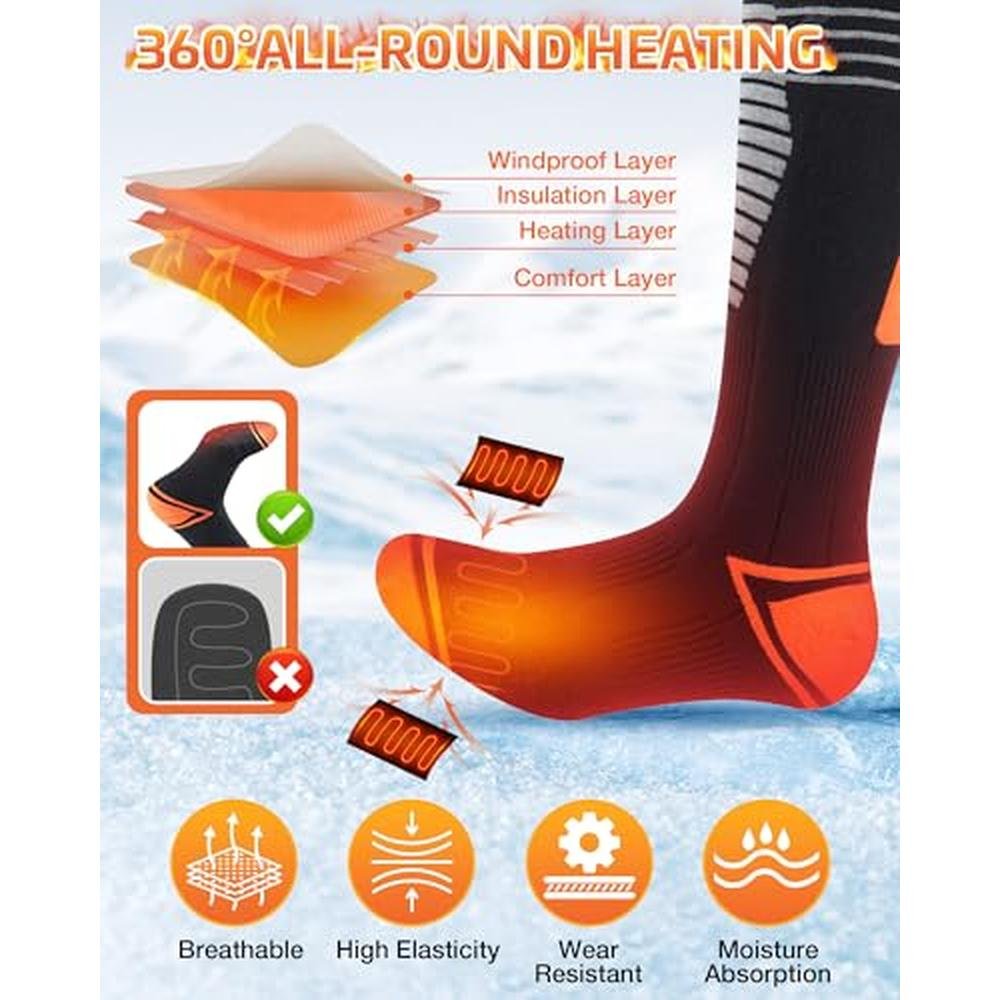 Heated Socks: FeeMeFee 6000mAh Rechargeable Electric Socks – In Use