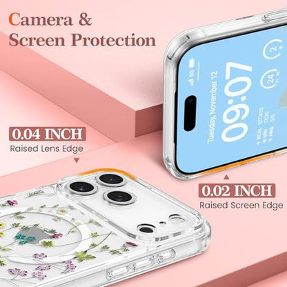 iPhone Case: RALEAVO iPhone 17 Pro Max Clear Floral Cover – Close-up Detail