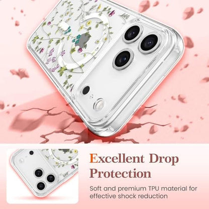 iPhone Case: RALEAVO iPhone 17 Pro Max Clear Floral Cover – In Use