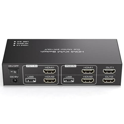 KVM Switch: Dual Monitor 4K 30Hz USB 2.0 KVM Switch for – Front View