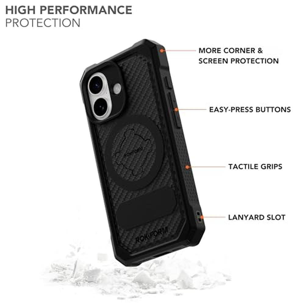 Rokform Rugged Case: iPhone 17 Magnetic Cover Black – Side View
