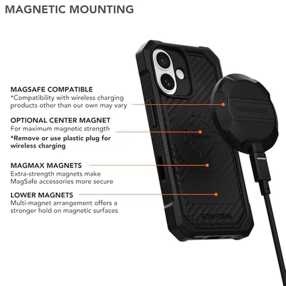 Rokform Rugged Case: iPhone 17 Magnetic Cover Black – Close-up Detail